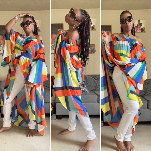 Multi-colored hi-low blouse from Ashley Stewart - Picture 1 of 2